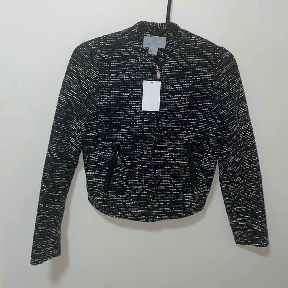 H&M Black and White Patterned Blazer